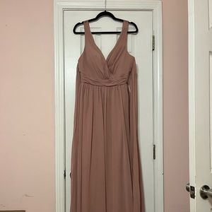Azazie A-Line Ruched Chiffon Floor-Length Dress in Dusty Rose